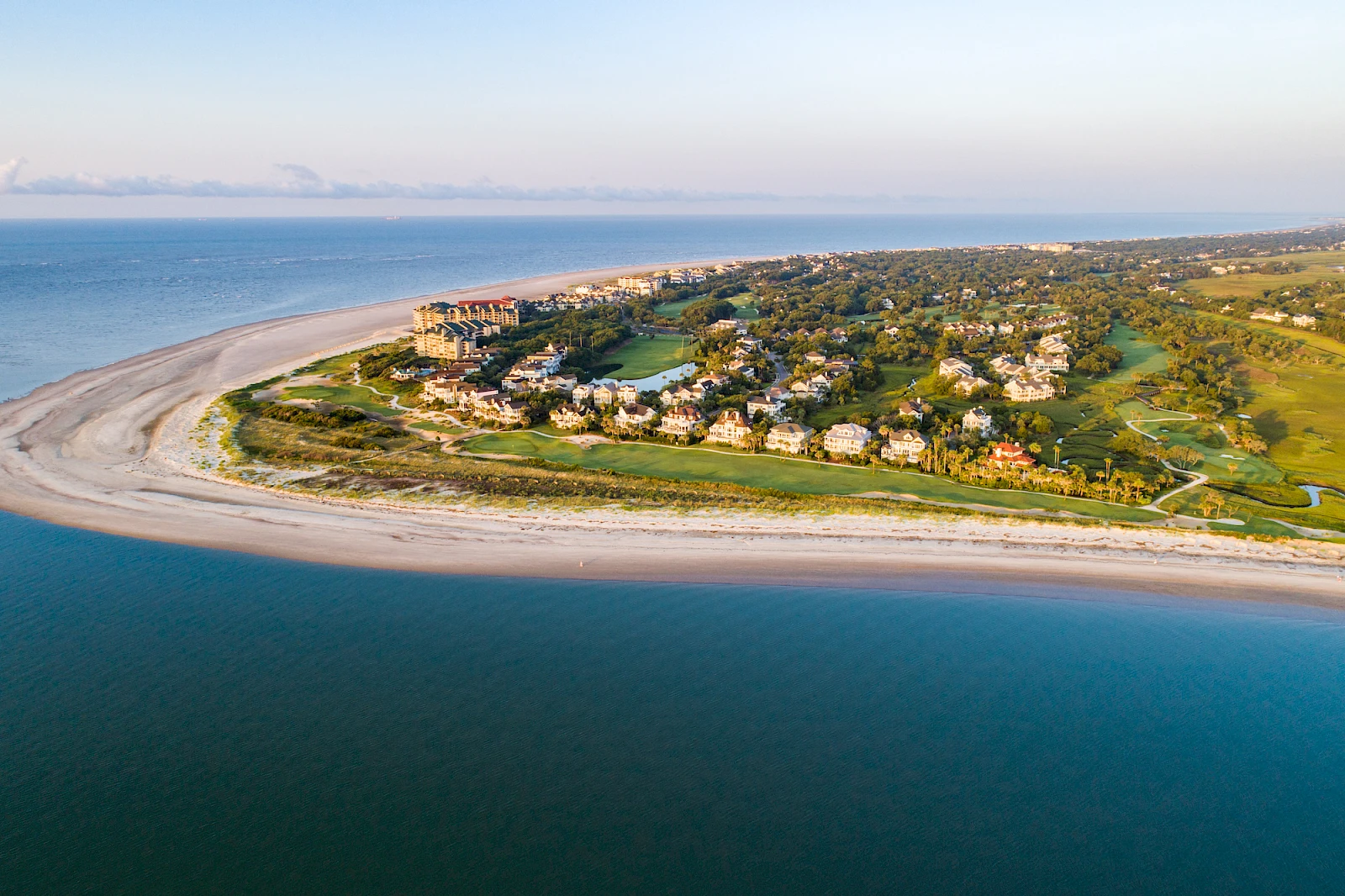 Aerial of Wild Dunes Resort, beach and ocean